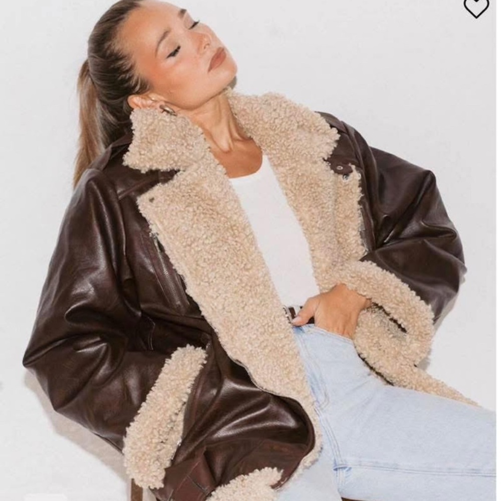 Commense Faux Shearling Aviator Jacket